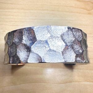 Silver Hammered Rustic Cuff Bracelet